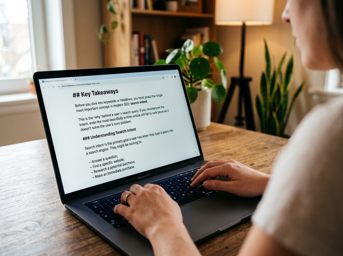 A close-up of a well-structured article on a laptop screen, highlighting clear headings and short paragraphs for readability.