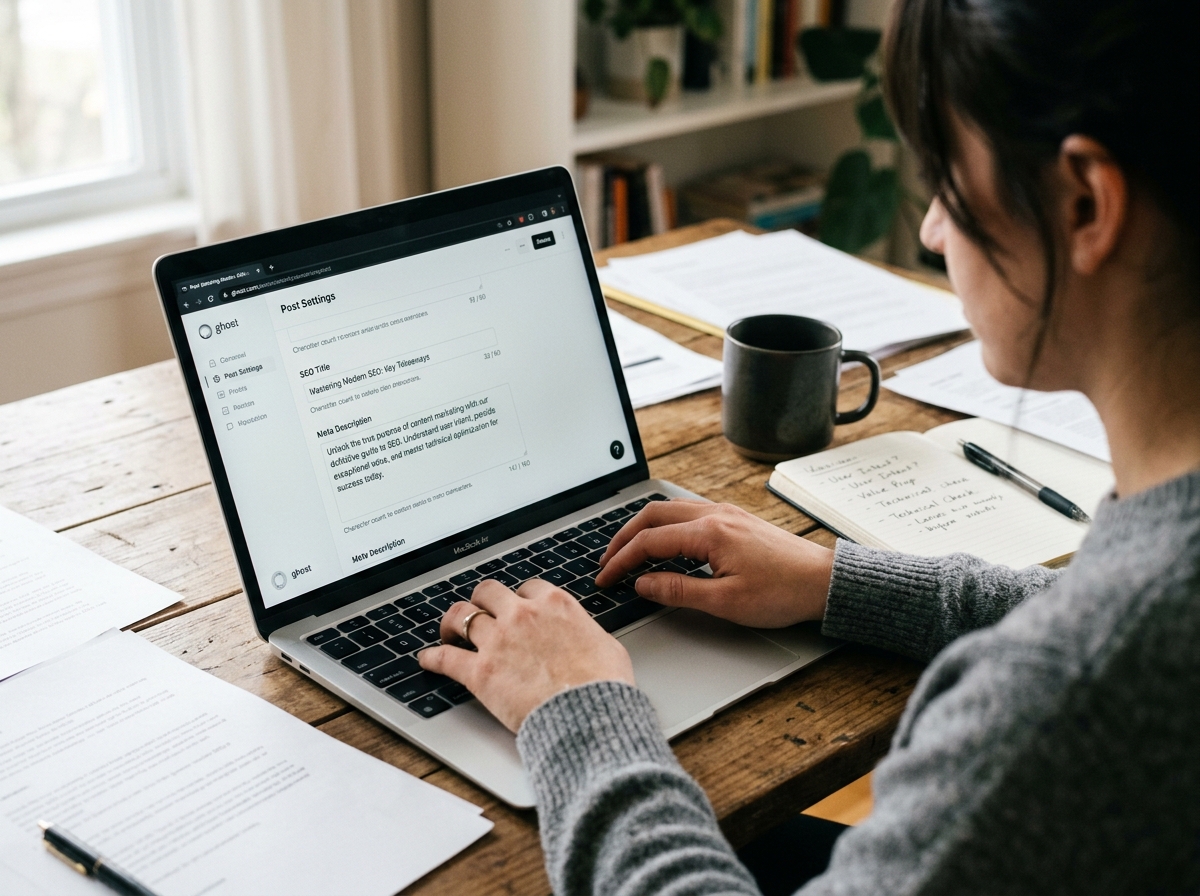 A content creator optimizing an article's on-page SEO elements within a content management system.