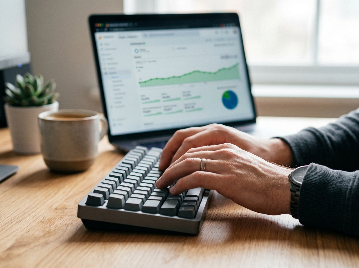 An SEO specialist analyzing the performance of a submitted article on a dashboard.