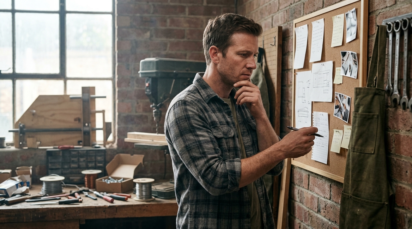 A content marketing manager looking at a complex workflow on a whiteboard, feeling overwhelmed by the content creation process.