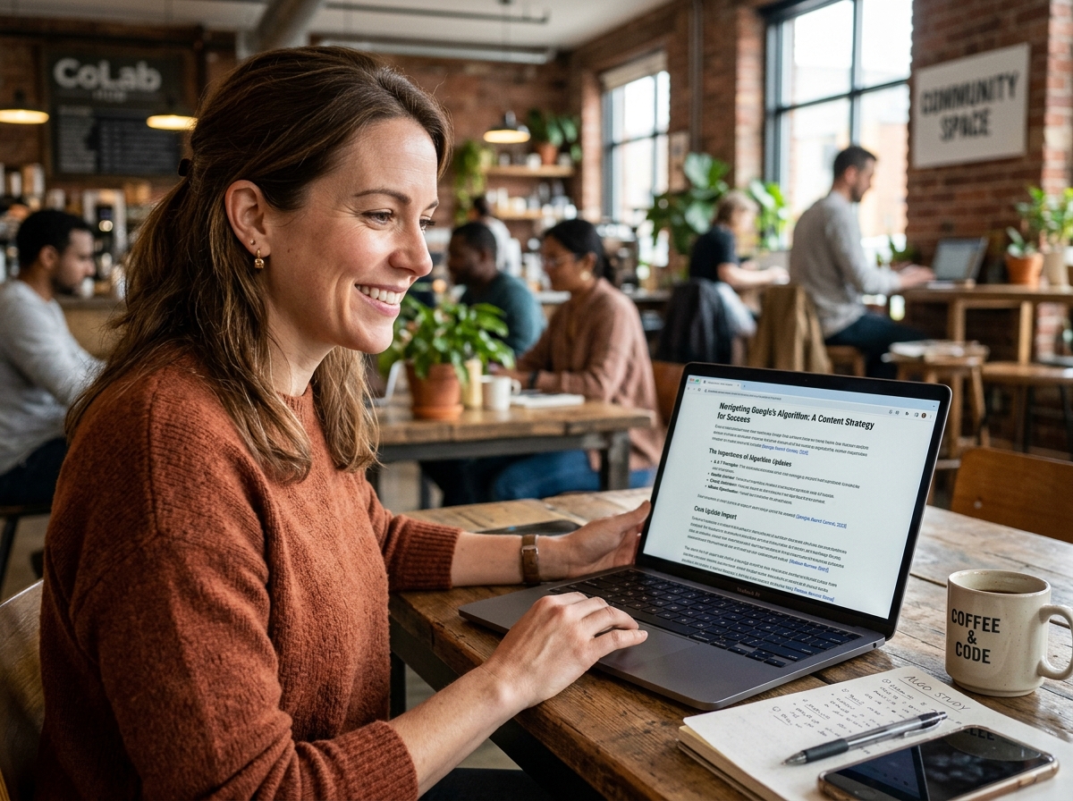 A content strategist reviewing an AI-generated article that is fact-checked and well-structured.