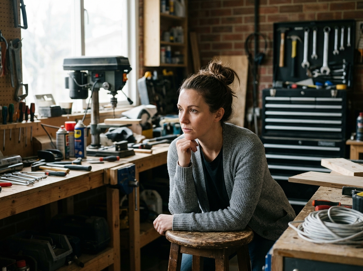 A small business owner analyzing an SEO performance dashboard on her computer screen.