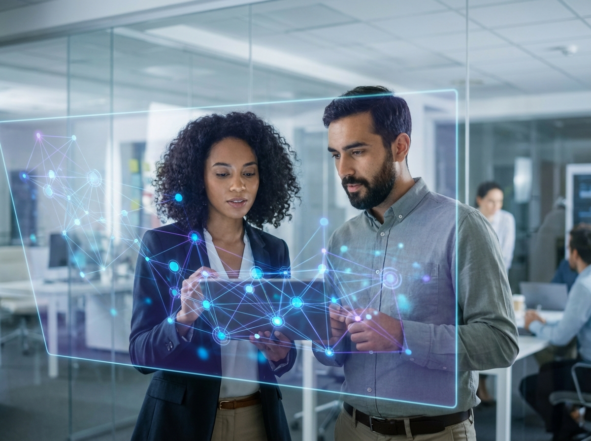 Professionals reviewing quality assurance and digital strategy metrics